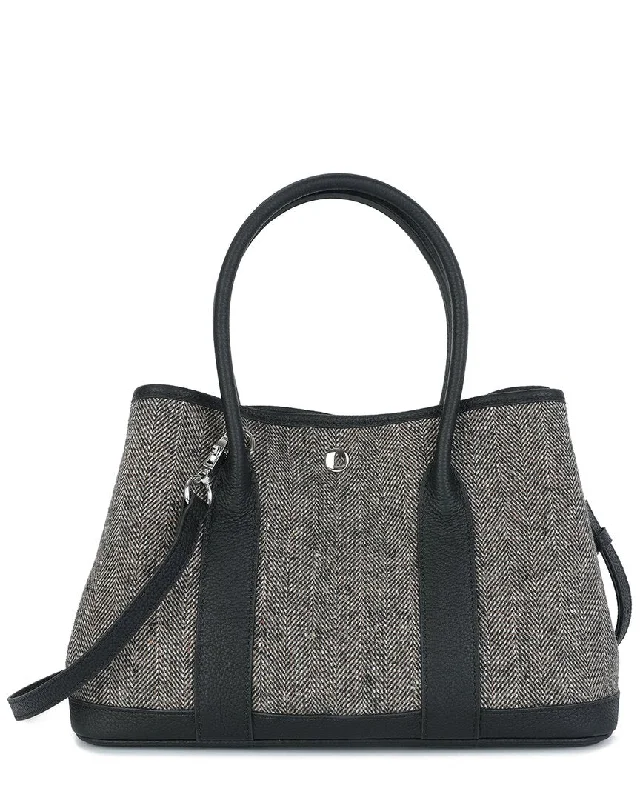 Tiffany & Fred Paris Pebble Cashmere & Leather Tote