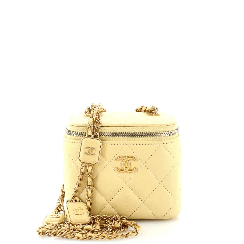 Sugar Cube Vanity Case with Chain Quilted Lambskin Mini