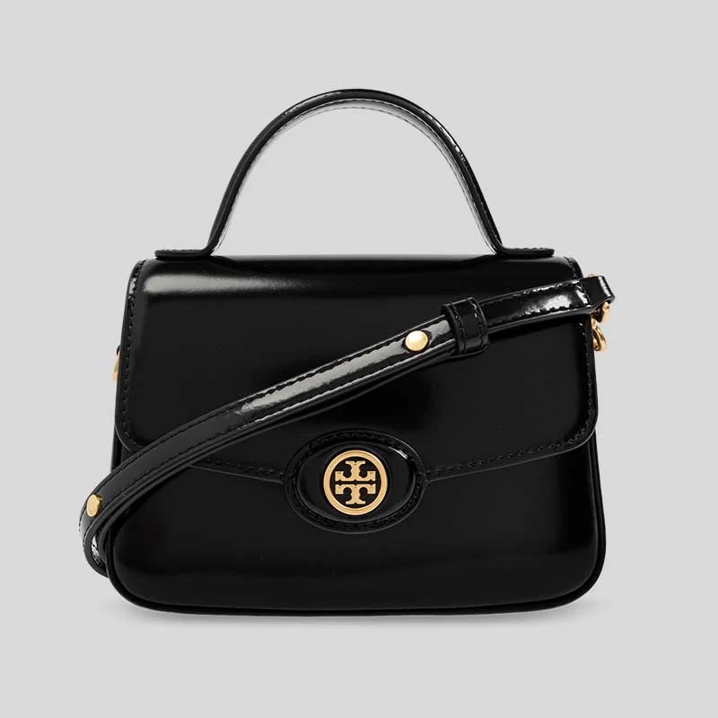 TORY BURCH Small Robinson Spazzolato Top-Handle Bag Black 147467