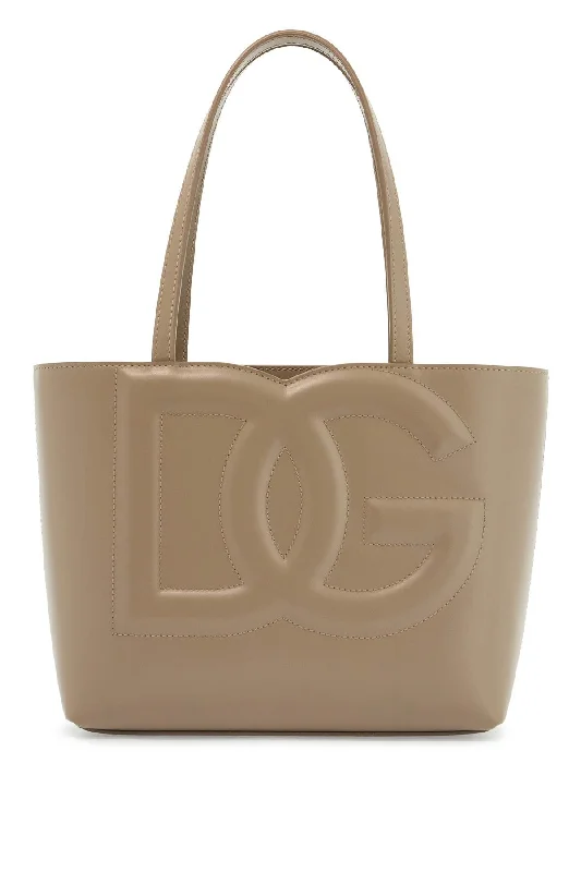 Dolce & Gabbana Structured Shopping Bag In Taupe Smooth Calfskin