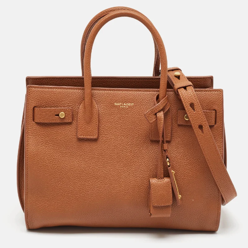 Saint Laurent Brown Leather Baby Classic Sac De Jour Tote