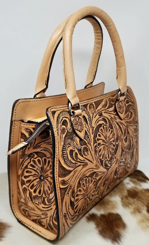 Full Floral Mini Tote Golden Tan