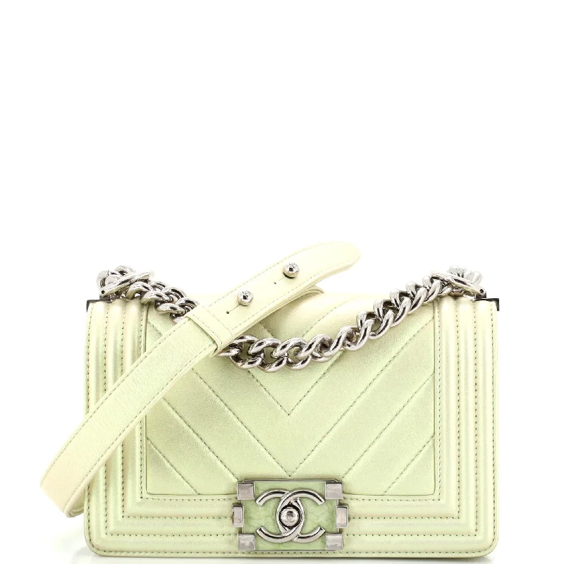 Boy Flap Bag Iridescent Chevron Lambskin Small