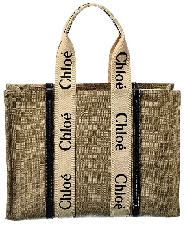 Chloé Woody Large Canvas & Leather Tote