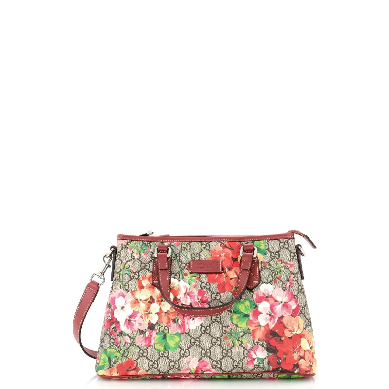 Convertible Tote Blooms Print GG Coated Canvas Small