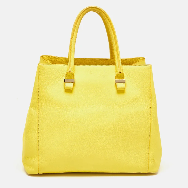 Victoria Beckham Yellow Grained Leather Quincy Tote