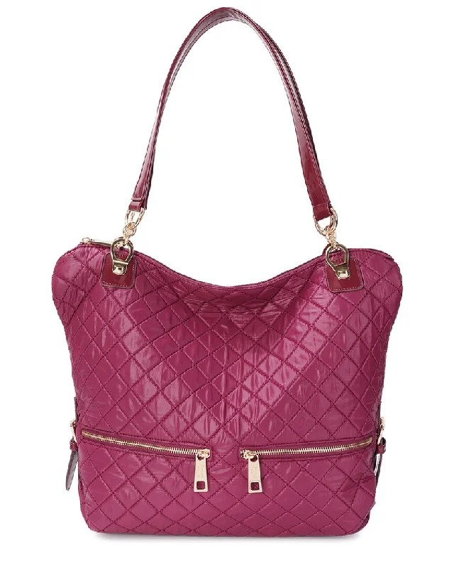 Tiffany & Fred Paris Quilted Woven Nylon & Patent Tote