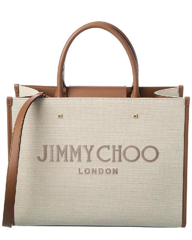 Jimmy Choo Avenue Medium Canvas & Leather Tote