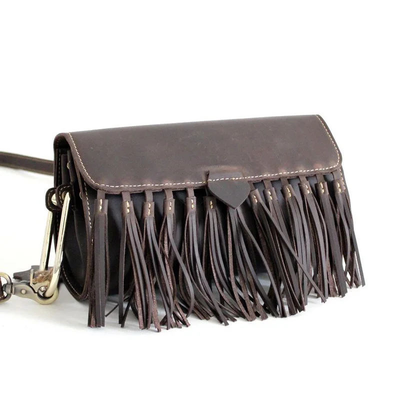 Western Womens Leather Fringe Crossbody Bag Purse Small Shoulder Bag for Women