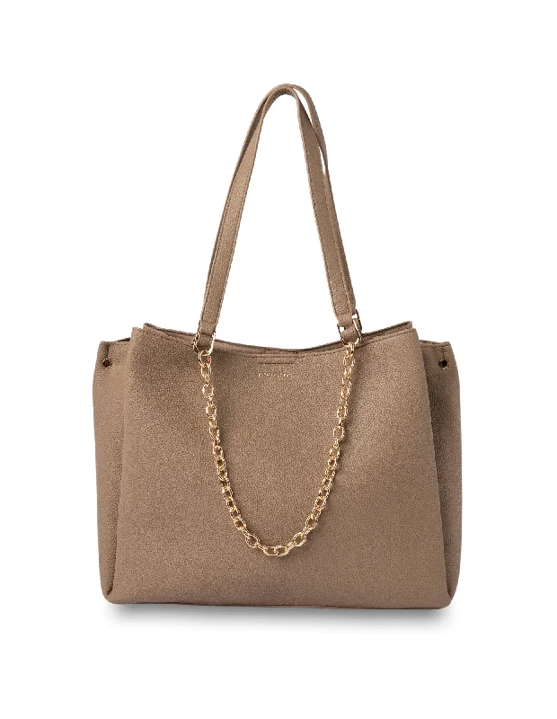 Mocha Sienna Stud Tote Bag - Taupe