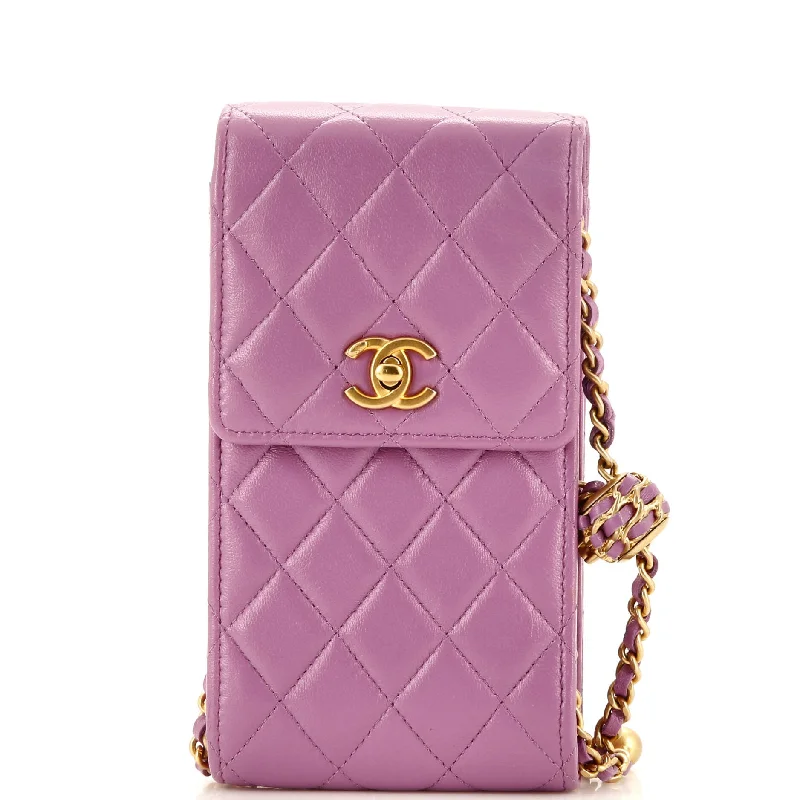 Pearl Crush Phone Holder Crossbody Bag Quilted Lambskin