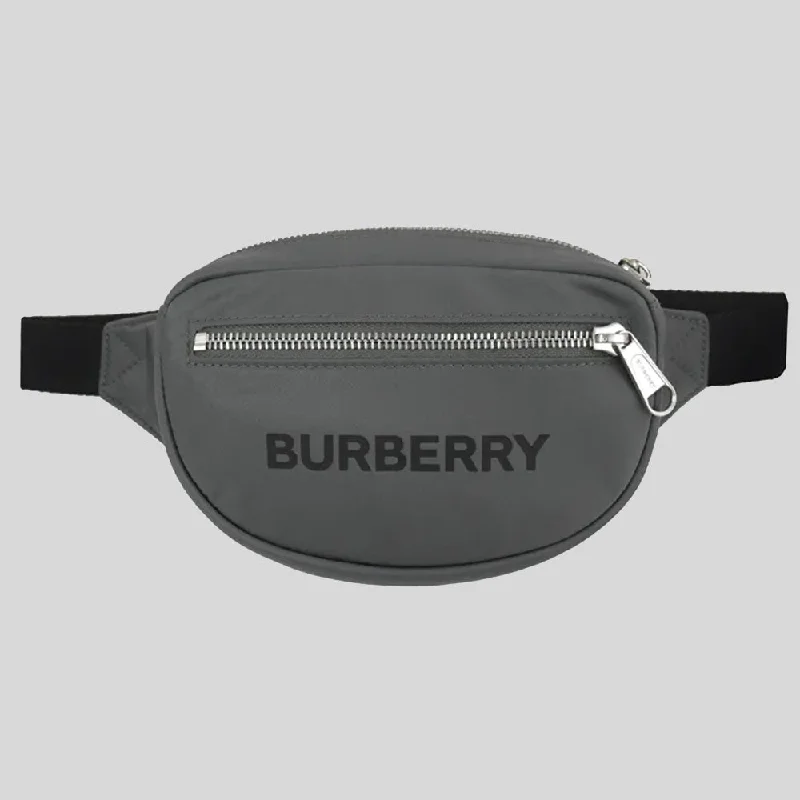 BURBERRY Cannon Branded Nylon Belt/Crossbody Bag Grey 80528881