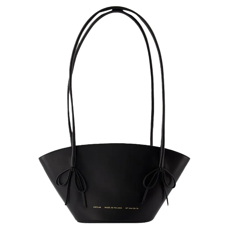 Small Shopper Bag With Bows - Chylak - Leather - Black