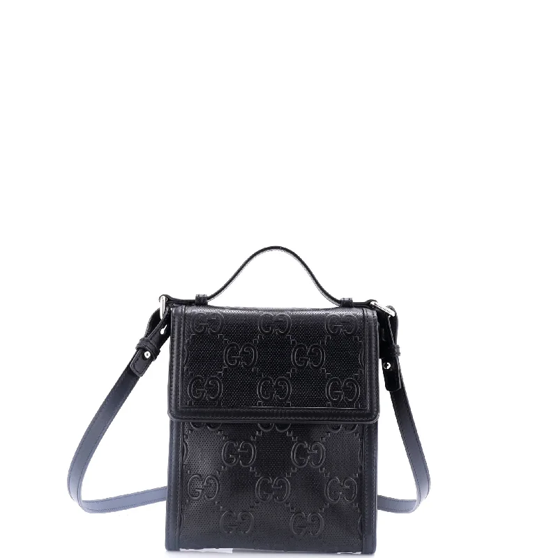 Flap Crossbody Bag GG Embossed Perforated Leather Small