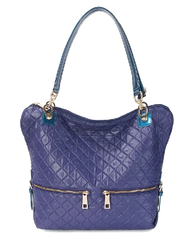 Tiffany & Fred Paris Quilted Woven Nylon & Patent Tote