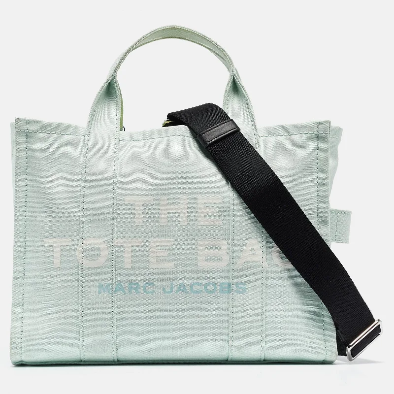 Marc Jacobs Mint Green/black Canvas Medium The Tote Bag