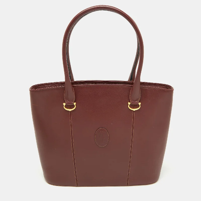 Cartier Burgundy Leather Must De Cartier Tote