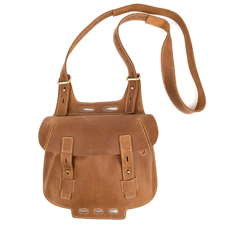 Western Women's Brown Leather Crossbody Satchel Bag Purse Side Bag For Womens