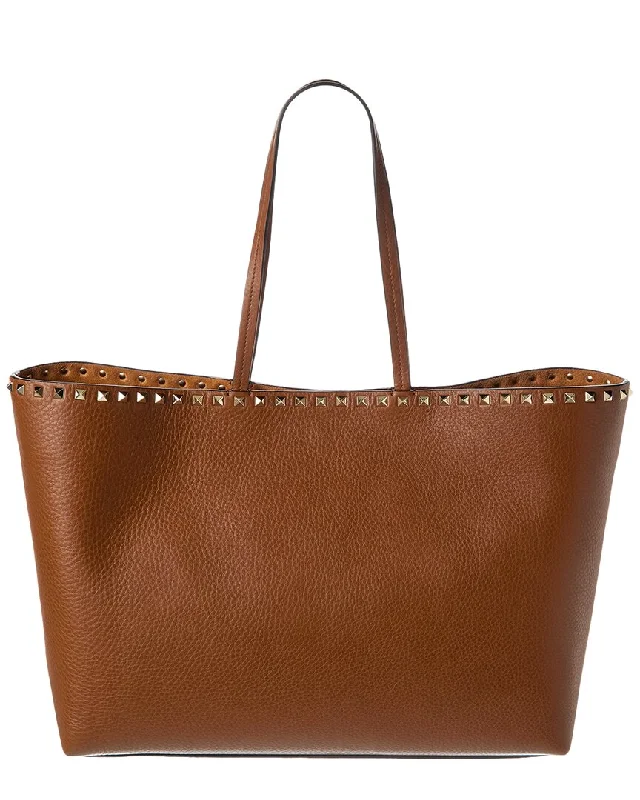 Valentino Rockstud Large Grainy Leather Shopper Tote