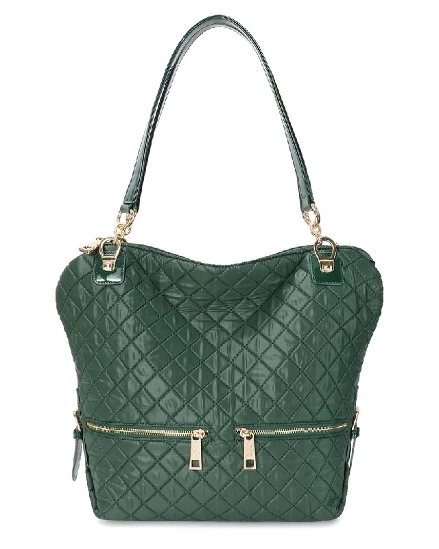 Tiffany & Fred Paris Quilted Woven Nylon & Patent Tote