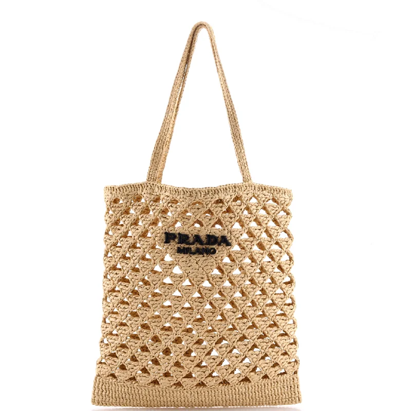 Triangle Logo Tote Raffia Crochet Small