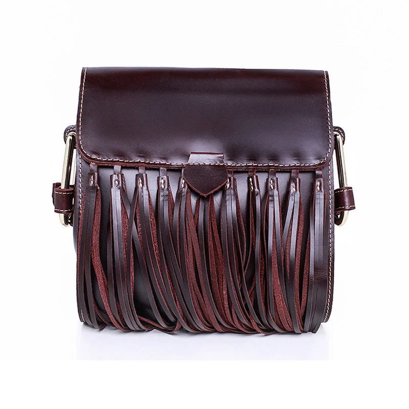 Womens Leather Fringe Crossbody Bag Western Purses Cross Shoulder Bag for Women