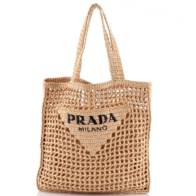 Triangle Logo Open Tote Raffia