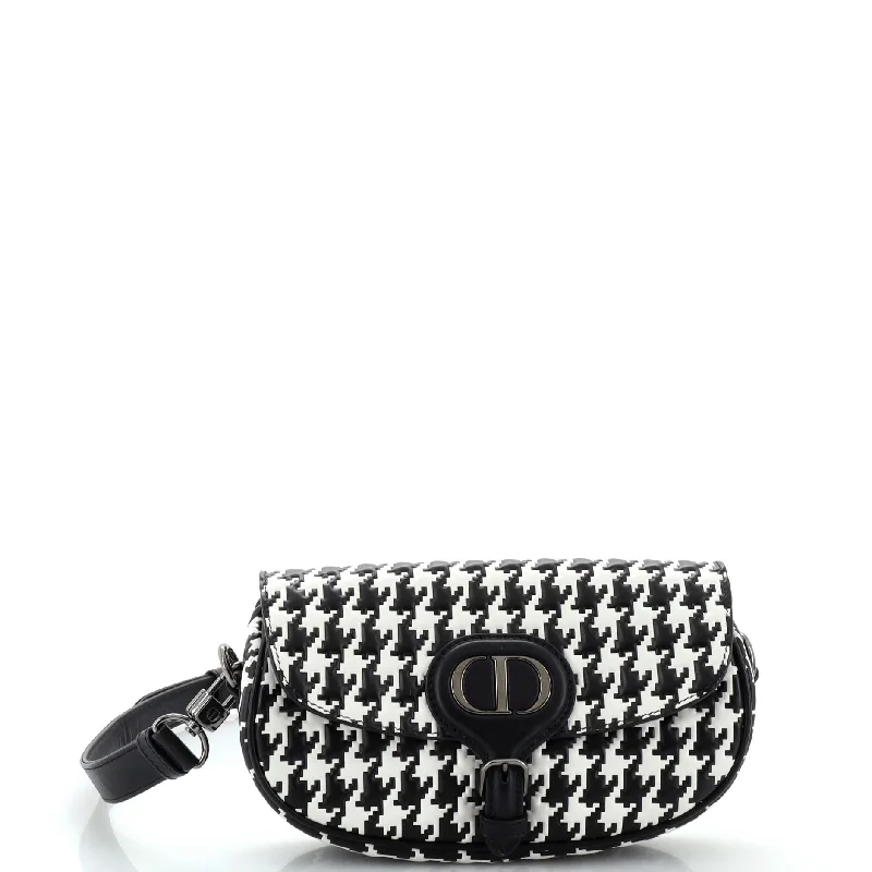 Bobby Flap Bag Houndstooth Embossed Calfskin East West