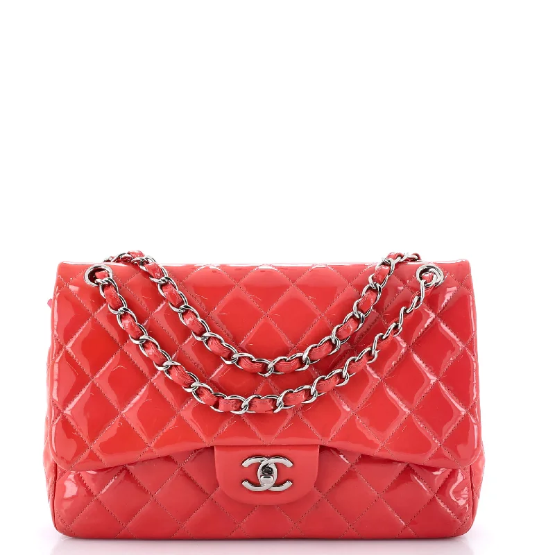 Classic Double Flap Bag Quilted Patent Jumbo