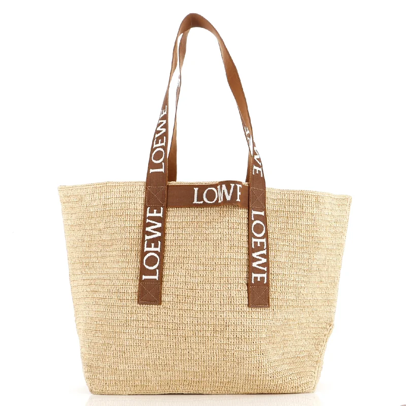 Fold Logo Strap Tote Raffia Medium