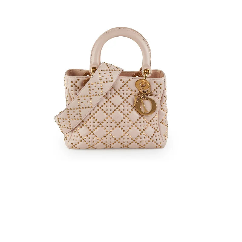 Christian Dior Medium Lady Dior Beige Studded