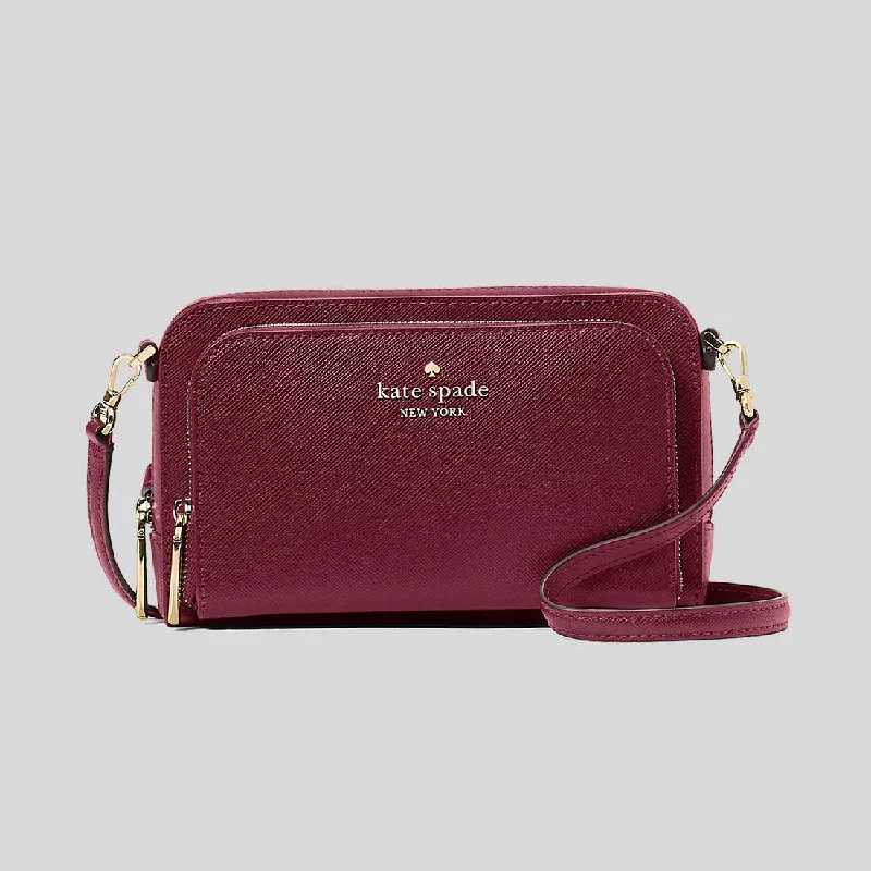 KATE SPADE Staci Dual Zip Around Crossbody Bag Blackberry KG036