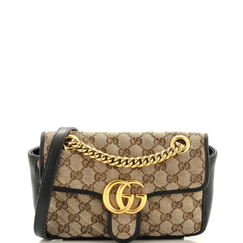 GG Marmont Flap Bag Diagonal Quilted GG Canvas Mini