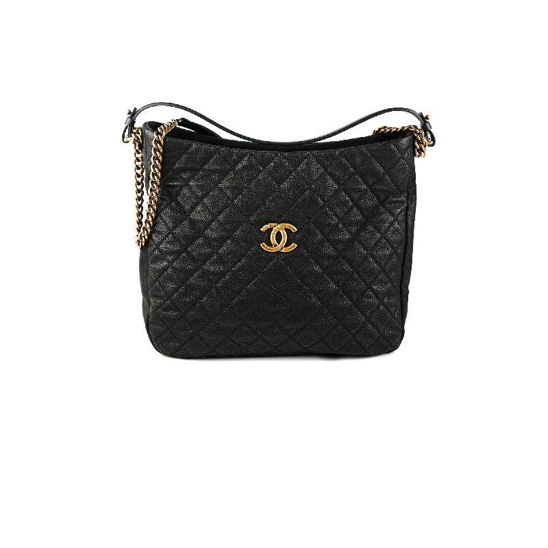 Chanel Caviar Country Chic Hobo Black