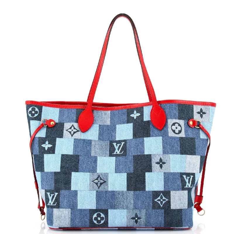 Neverfull Tote Damier and Monogram Patchwork Denim MM