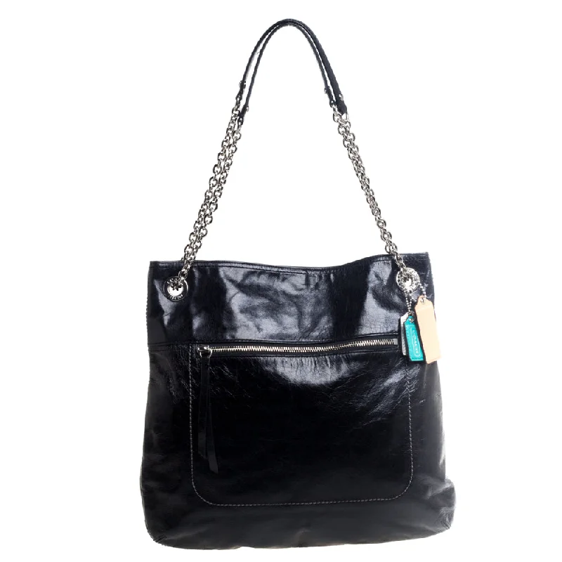 Coach  Crackled Leather Chain Tote