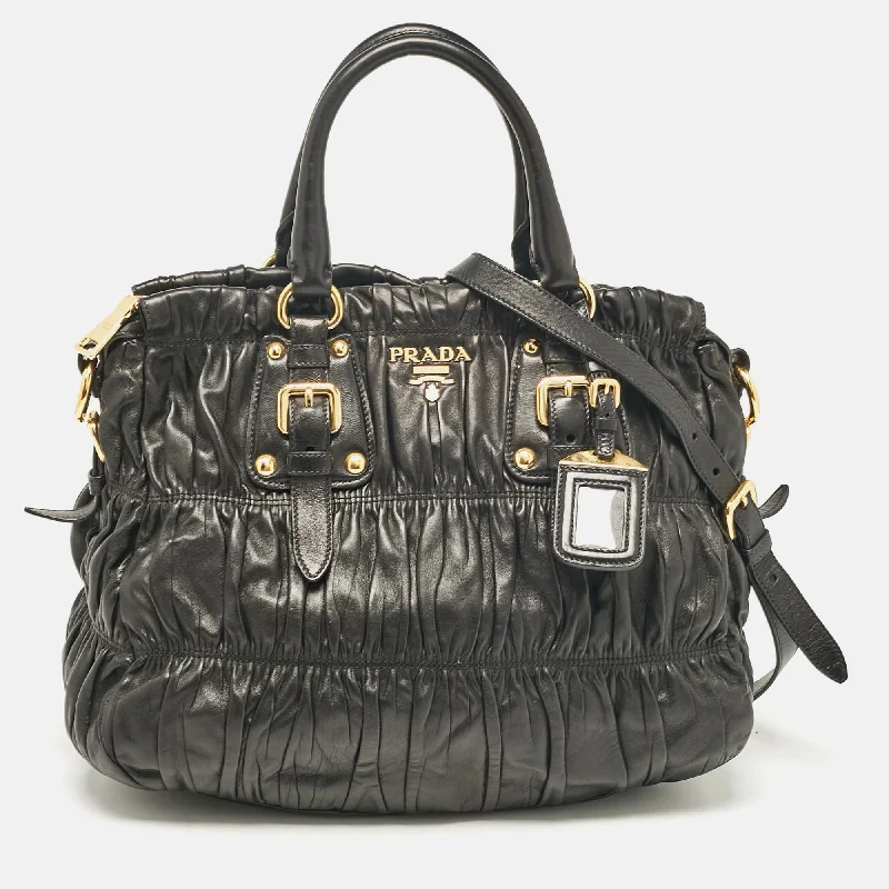 Prada Black Leather Gaufre Tote