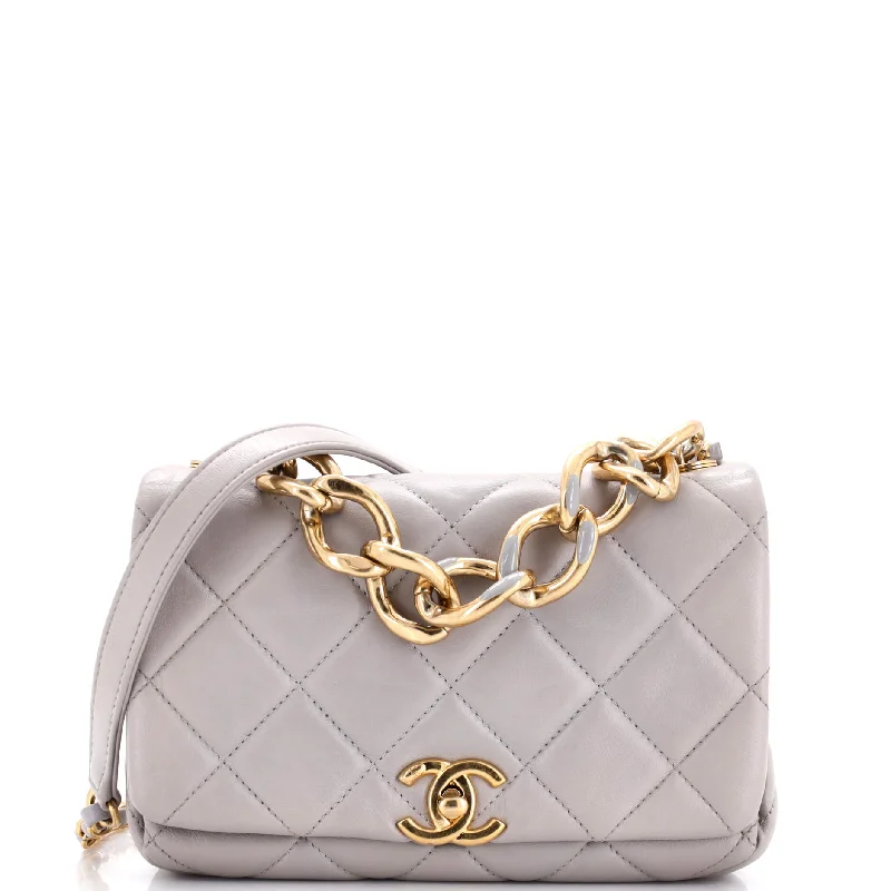 Color Match Flap Bag Quilted Lambskin Small