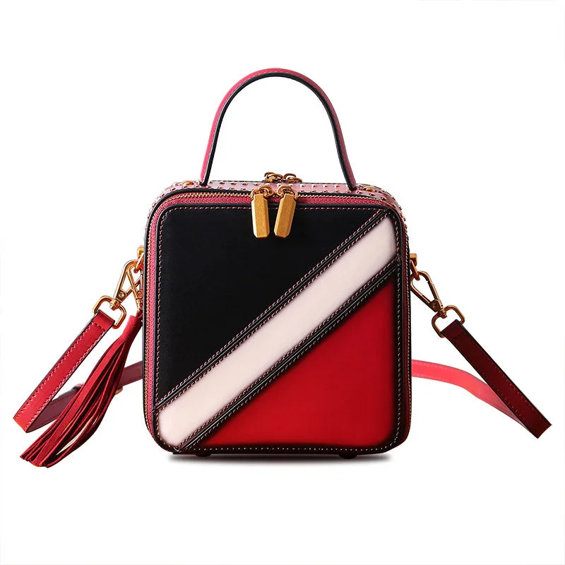 Women Cube Bag Leather Crossbody Bags Shoulder Bag Purses for Women