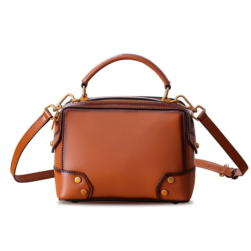 Womens Leather Cube Bag Crossbody Bags Shoulder Bag Purses for Women