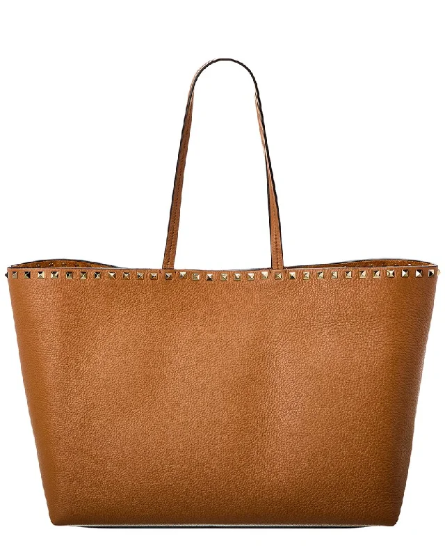 Valentino Rockstud Large Grainy Leather Shopper Tote