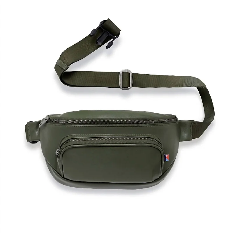 Women's Vegan Leather Fanny Pack Bag In Olive