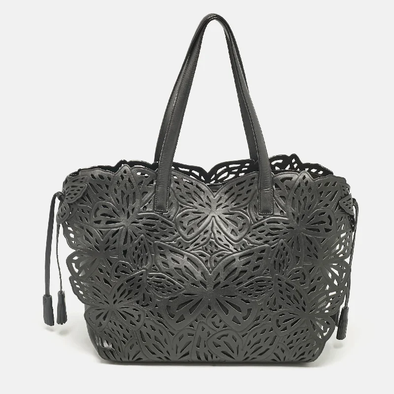 Sophia Webster Black Leather Lasercut Liara Tote