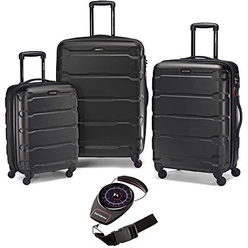 Samsonite Omni Hardside Nested Spinner Set Black with Luggage Scale Red/Black