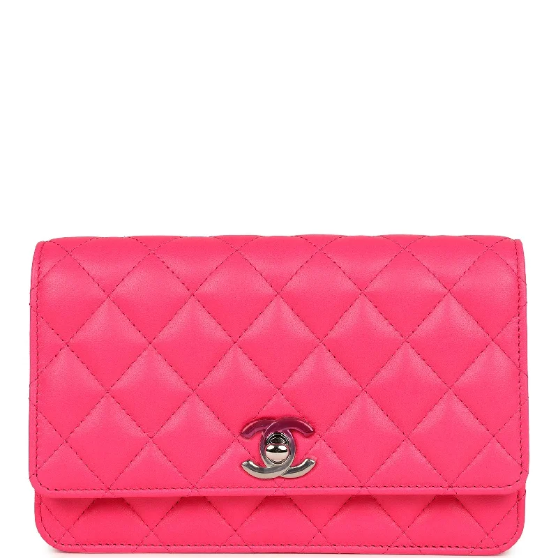 Chanel Wallet on Chain WOC Hot Pink Lambskin Ombre Mixed Metal Hardware