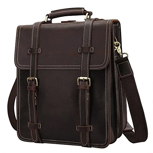 S-Zone Men'S Vintage Crazy Horse Genuine Leather Backpack Messenger Shoulder Bag