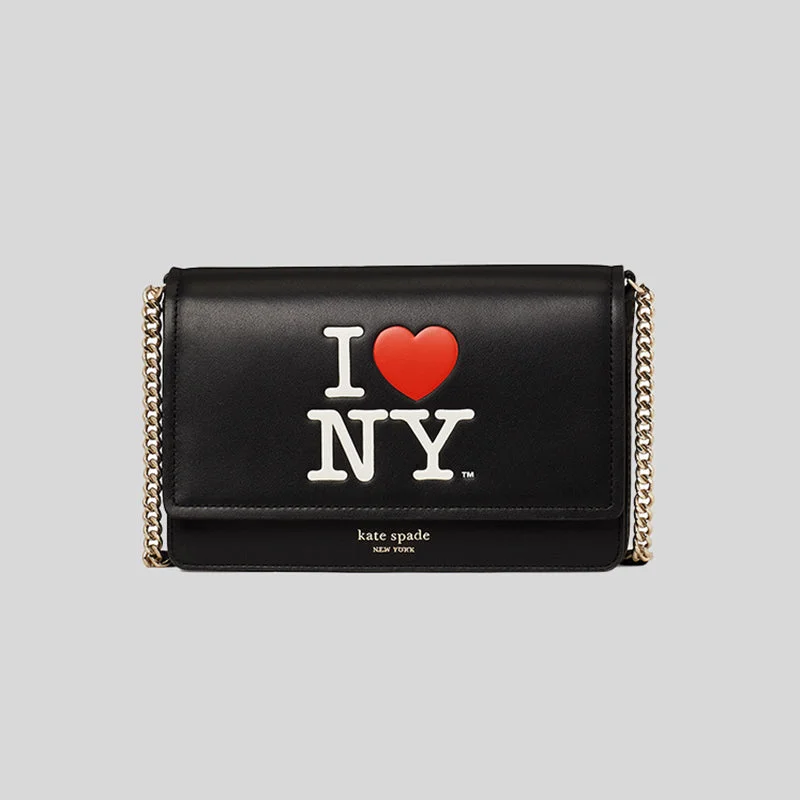 Kate Spade I LOVE NY X KATE SPADE NEW YORK Flap Chain Wallet Black RS-K5298