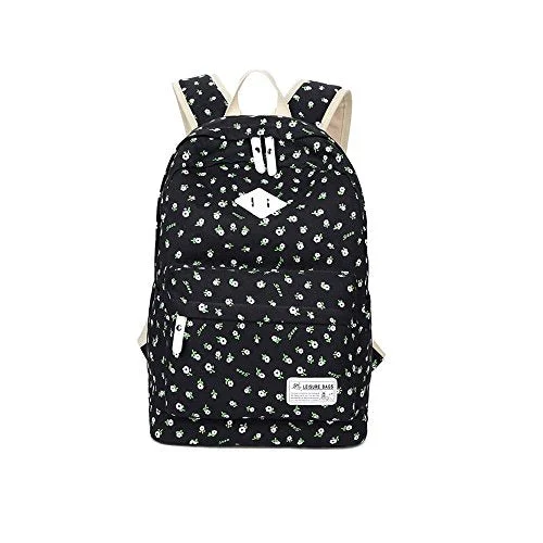 S Kaiko Flower Pattern Canvas Backpack School Backpack For Women And Men School Bag Daypack