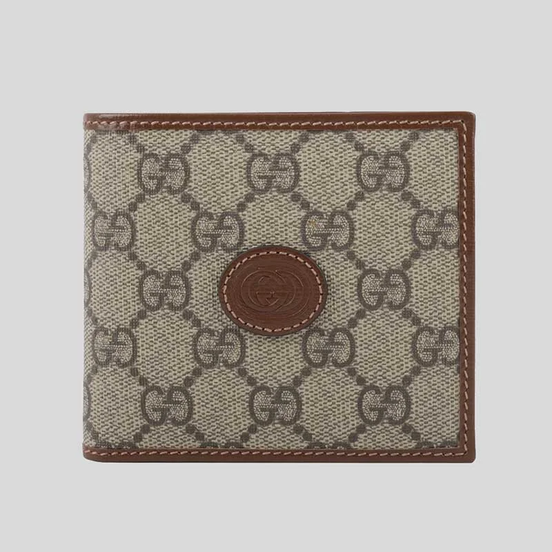 GUCCI GG Supreme Interlocking G Wallet With Coin Compartment  Brown RS-673000