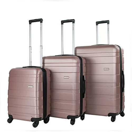 Amka Verano Hardside 3-Piece Expandable Spinner Upright Luggage Set, Rose Gold